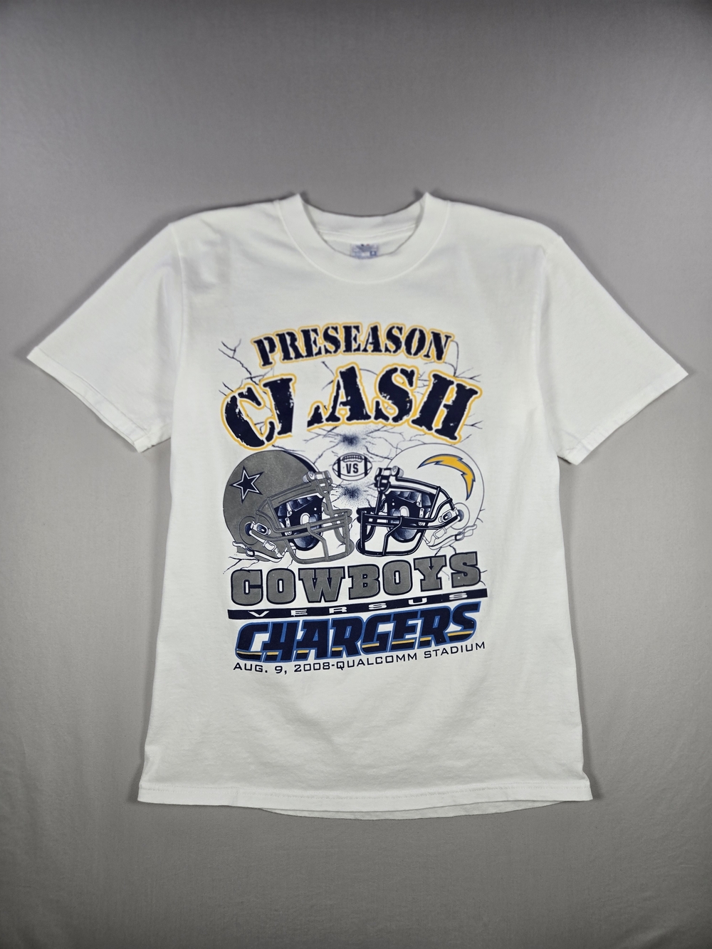VTG 2008 NFL Preseason Clash Cowboys Chargers T-Shirt White Yazbek Size M